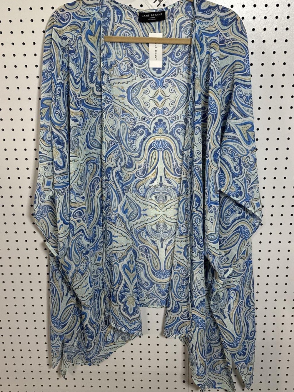 Lane Bryant Blue & Cream Paisley Open-Front Cardigan